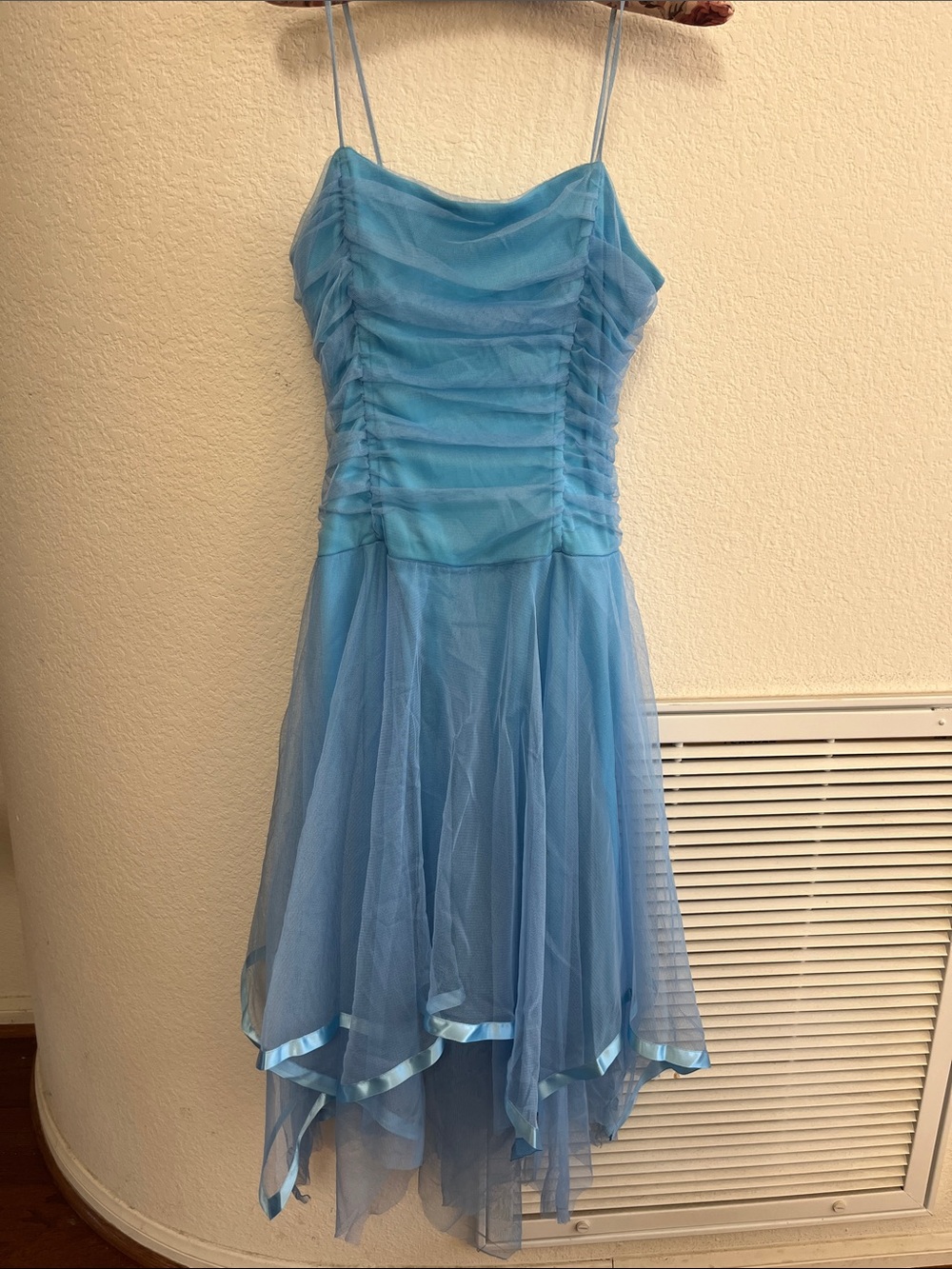 Blue Spaghetti-Strap Tulle Dress